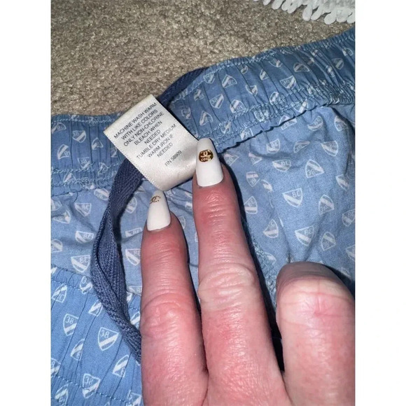 Cremieux Men's Sleep Shorts L Blue Sailboat Print Adjustable Drawstring - Picture 11 of 14